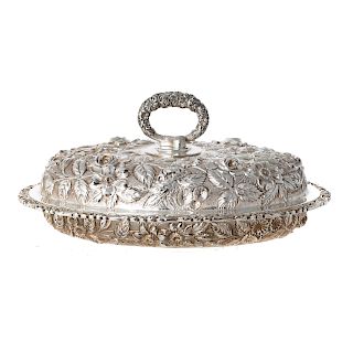 Schofield repousse sterling covered vegetable dish