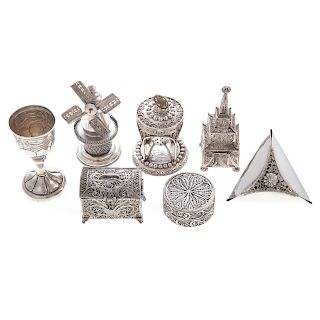 Collection Judaica sterling filigree ritual items