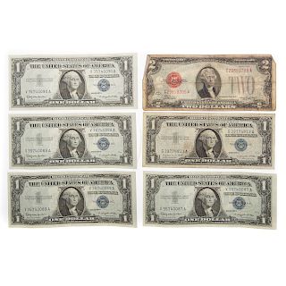 [US] 22 $1&$5 Silver Certificates and 1928 $2
