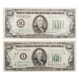 Two $100 FRN from 1934A  &1950 with possible error