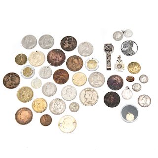 Collection of holed coins, includes gold