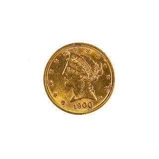 [US] 1900 $5 Gold Liberty 
