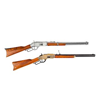 Two decorative lever action rifles, non-firing