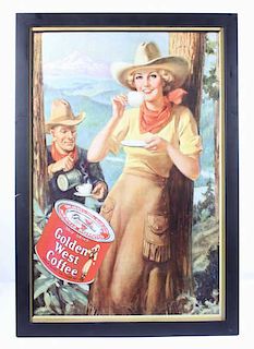 Golden West Coffee Cowgirl Advertising Poster