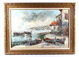 Burnett Impasto on Canva Painting - Harbor Scene