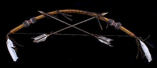 Plains Indian Bow and Arrow Leather Wall Decor