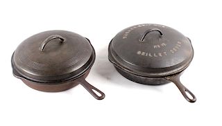 Pair of Wagner & Griswold Skillets with Lids
