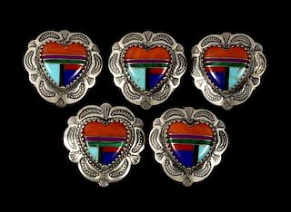 Navajo Multistone Mosaic Sterling Button Covers