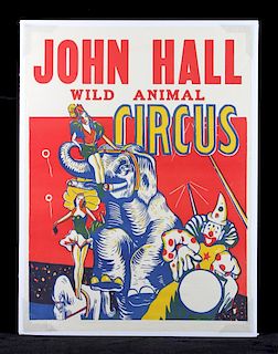 Original John Hall Wild Animal Circus Poster