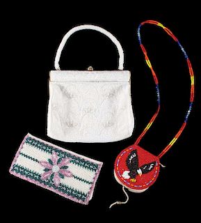 Beadwork Bags - Purse, Floral Clutch, Medicine Bag