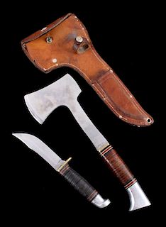 Western Cutlery Hatchet & Knife Set w/ Scabbard