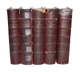 A Set of Ten Red Leather Books,
