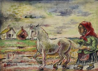 BURLIUK, David. Watercolor. Peasant Woman