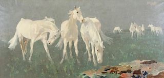 GALDON, Ricardo Arenys. Oil on Canvas. Horses.