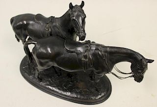 RICHTER, Otto. Signed Bronze Sculpture of 2 Horses