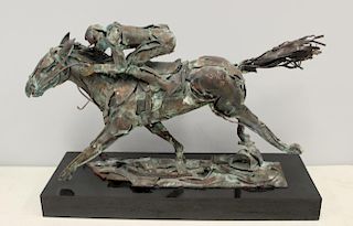 SNELL. Brutalist Sculpture of Racing Horse &