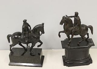 UNSIGNED. 2 Bronze Sculptures of Horses & Riders.
