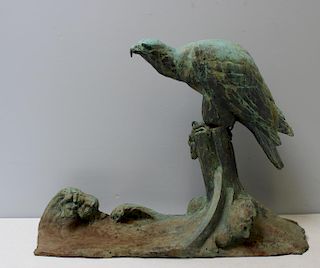 FIOT, M. Large Signed Patinated Bronze of an Eagle