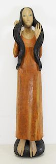 BROUCHET, Francois. Polychrome Wood Figure.