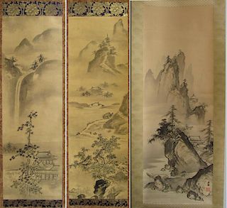 Three Hanging Scroll Landscapes.