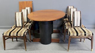 MIDCENTURY. Dining Table with Leather Wrapped