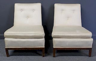 MIDCENTURY. Pair of Upholstered Slipper Chairs.