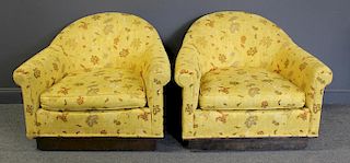 MIDCENTURY. Pair of Upholstered Club Chairs.