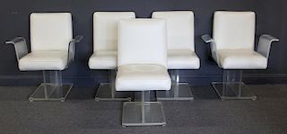 MIDCENTURY. 5 Leather Upholstered and Lucite