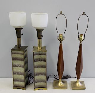 MIDCENTURY. 2 Pairs of Lamps To  Inc