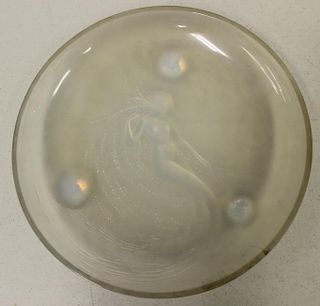 R.LALIQUE. Signed Shallow Bowl, "Trepied Sirene".