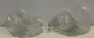 LALIQUE, France, Signed Pair of Swans.