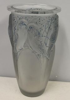 R.LALIQUE, Signed "Ceylon" Parrot Vase.