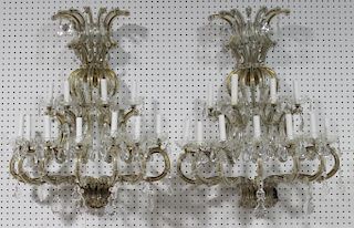 Very Large Pair of Quality Crystal Sconces