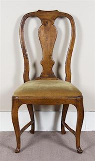 A Queen Anne Style Walnut Side Chair, Height 39 1/2 inches.