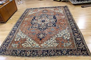 Large Antique and Finely Hand Woven Heriz Carpet.