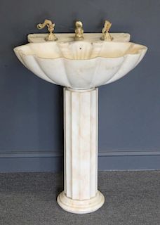 Vintage Sheryl Wagner Marble Sink and Pedestal.