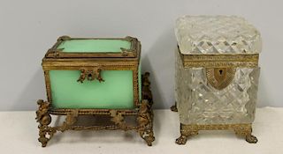 2 Antique Bronze Mounted Dresser Boxes To Inc,