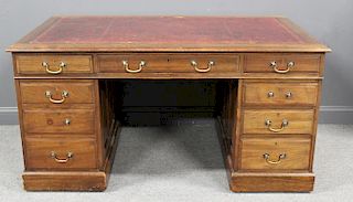 Antique Leathertop 3 Part Mahogany Desk.