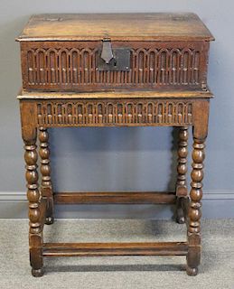 Early 19th C. Locking Box On Stand
