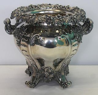 SILVER. English Silver Ice Bucket with Grape and