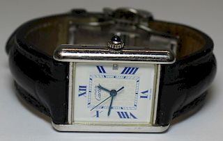 JEWELRY. Men's Must de Cartier Silver Tank Watch.