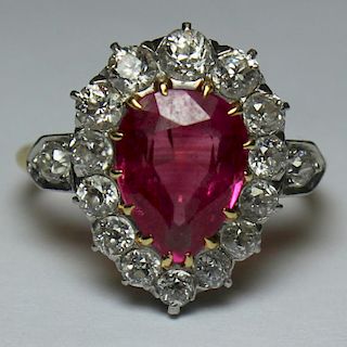 JEWELRY. 18kt Gold, Pink Sapphire, and Diamond