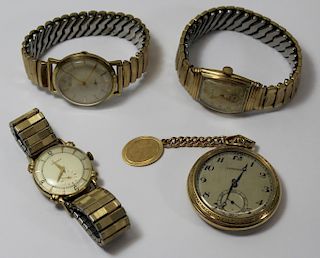 JEWELRY. Men's Gold Watch Grouping.
