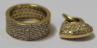 JEWELRY. Pave Diamond and Gold Grouping.
