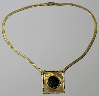 JEWELRY. Custom 14kt Gold Necklace with Coin