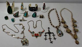 JEWELRY. Assorted Southwest and Inlaid Silver
