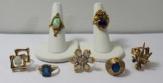 JEWELRY. Assorted Gold and Gem Ring Grouping.