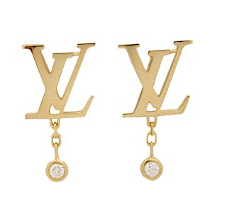 LOUIS VUITTON IDYLLE BLOSSOM LV EARRINGS, YELLOW GOLD AND DIAMOND