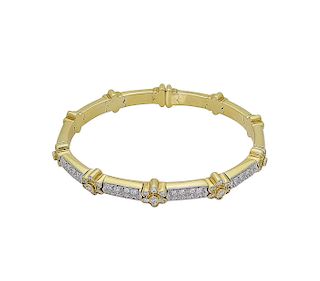 18k Gold 1.25 TCW VS G-H Diamond Flexible Bangle Bracelet