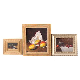 Three framed still lifes, oils